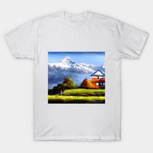 Panoramic View Of Beautiful Everest Mountain T-Shirt